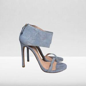 Stuart Weitzman Showgirl Baby Blue Goosebump Leather Sandal Nudist Heels Size 9